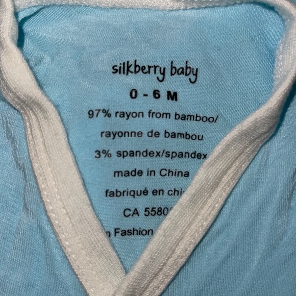 Silk Berry baby kimono style Sleepsack Daygown blue and white elephant Appliqué - Picture 2 of 4